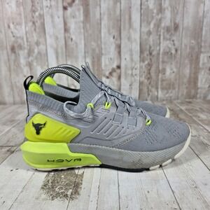 Under Armour Project Rock 3 HOVR Training Shoes Grey Volt Yellow 3023005-112 7